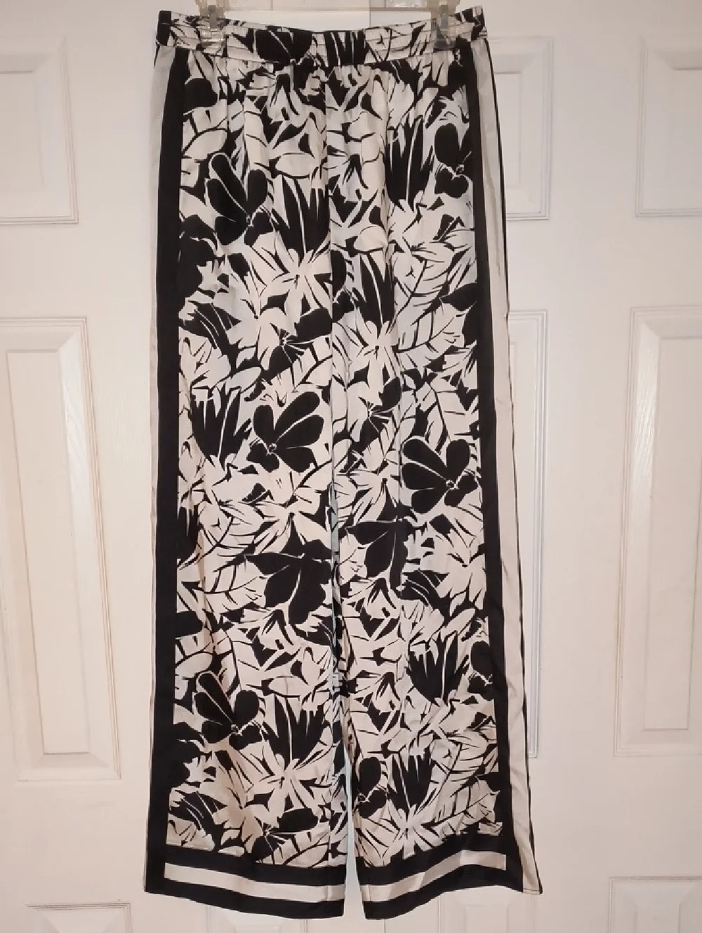 MICHAEL Michael Kors Palm Print Woven Wide-Leg Pants Size M